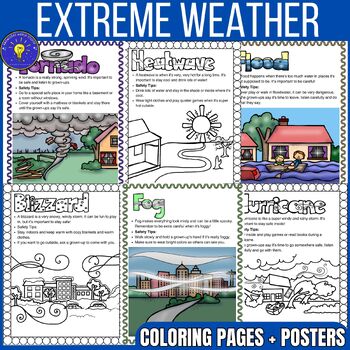 Preview of Extreme Weather Activities | Coloring Pages and Posters - Safety Tips