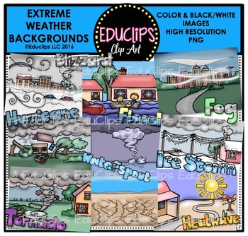 Preview of Extreme Weather Backgrounds Clip Art Bundle {Educlips Clipart}