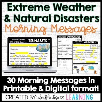 Preview of Extreme Weather & Natural Disaster Morning Message BUNDLE - Digital & Print Unit