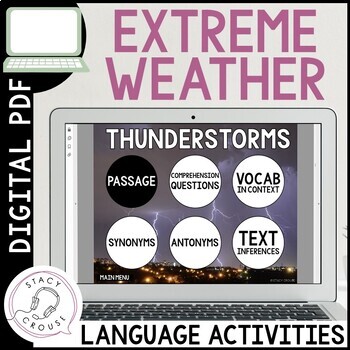Preview of Middle School Speech Therapy Severe Weather Language Activities Digital PDF