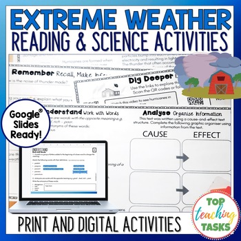 Preview of Extreme Weather Reading Comprehension and Science Passages and Activities