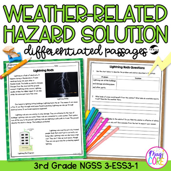 Preview of Extreme Weather Solutions NGSS 3-ESS3-1 Science Differentiated Passages