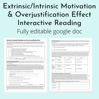 Preview of Extrinsic/Intrinsic Motivation and Overjustification Interactive Reading