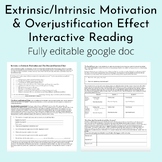Extrinsic/Intrinsic Motivation and Overjustification Inter