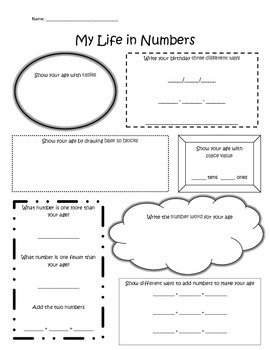 Preview of My Life in Numbers - All About Me Math