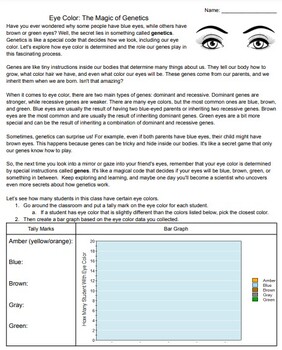 Preview of Eye Color: The Magic of Genetics Reading Passage and Graphing Worksheet