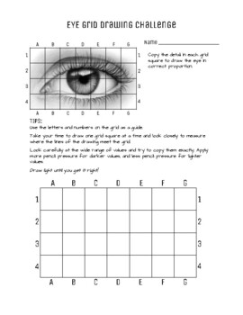 Preview of Eye Grid Drawing, Value Drawing Practice
