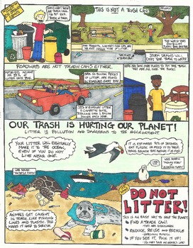 Preview of Earth Day 2024 - Litter Comic & Coloring Page for 2nd, 3rd, 4th, and 5th Grade