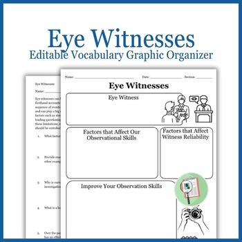 Preview of Eye Witnesses and Observation Vocabulary Graphic Organizer | Forensic Science