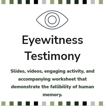 Preview of Eyewitness Testimony (Engaging Lesson and Activity on Memory)