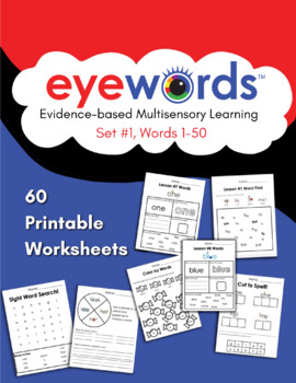 Preview of Eyewords 60 Printable Worksheets for Set #1, Words 1-50
