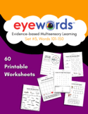 Eyewords 68 Printable Worksheets for Set #3, Words 101-150