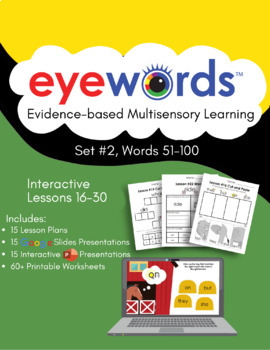 Preview of Eyewords Set 2 Lesson Bundle, Lessons 16-30, Words 51-100