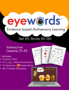 Preview of Eyewords Set 3 Lesson Bundle, Lessons 31-45, Words 101-150