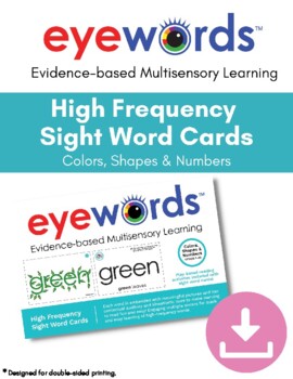 Preview of Eyewords Multisensory Color, Shape & Number Words Teaching Cards
