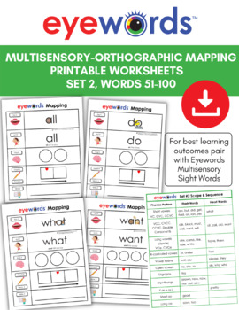 Preview of Eyewords™ Multisensory-Orthographic Printable Worksheets, Set 2, Words 51-100