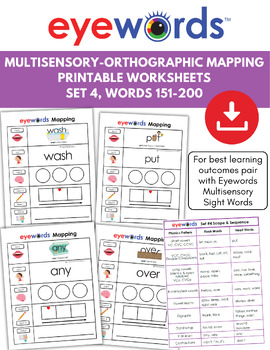 Preview of Eyewords™ Multisensory-Orthographic Printable Worksheets, Set 4, Words 151-200