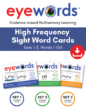 Eyewords Sight Words Teaching Cards Bundle, Words 1-150 (D