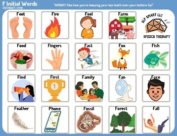 speech therapy words that start with f