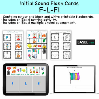 Preview of F - L - Fl Flash Cards for Memory or Sorting & Easel