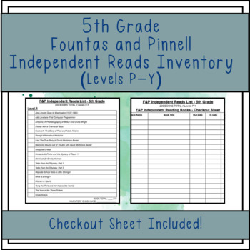 Preview of F&P 5th Grade Independent Reads Inventory Lists & Checkout Sheets
