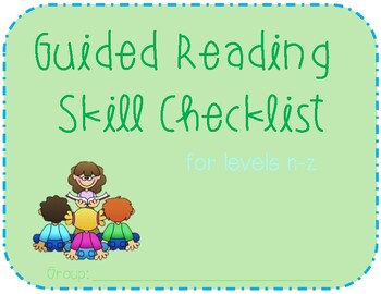 Preview of F&P Guided Reading Observable Behaviors Checklist, Level N-Z