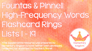 Preview of F&P HFW Flashcard Rings
