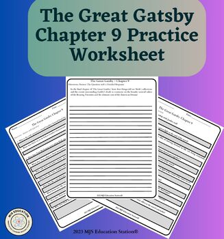 Preview of F. Scott Fitzgerald's The Great Gatsby Chapter 9 Practice Worksheet