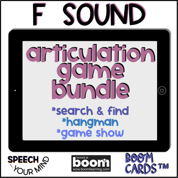 Preview of F Sound Boom Cards™ Bundle of Games for Articulation | F Sound Speech Therapy