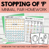 F Sound | Stopping Minimal Pairs Homework | Speech Therapy