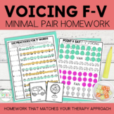 F-V Voicing Minimal Pairs Homework | Speech Therapy