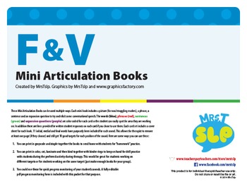 Preview of Articulation Mini Books: F and V Sounds