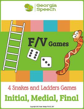 Preview of F and V Snakes and Ladders Games: all word positions-Speech Therapy