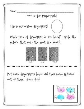 Preview of F is for Fingerprint Fun! - Science Lesson for Primary Grades