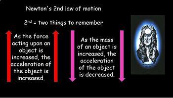 Preview of F = m x a - Newtons 2nd law of motion - higher and lower lessons updated 2020