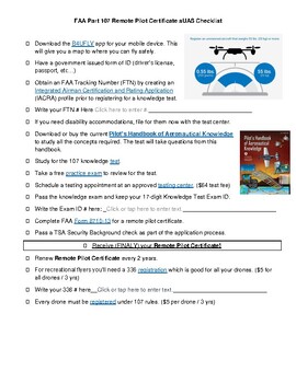 Preview of FAA Part 107 sUAS Remote Drone Pilot Master Checklist