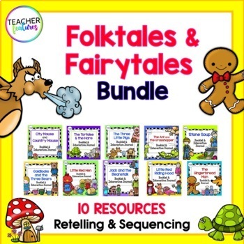 Preview of FOLKTALES FAIRY TALES & FABLES Retelling Sequencing & Story Elements BUNDLE