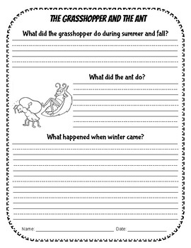 Preview of FABLES WRITING WITH COMPREHENSION QUESTIONS