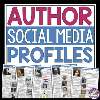 Preview of Author Biography Social Media Classroom Posters - ELA Bulletin Board Decor
