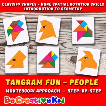 Preview of FACES Tangram. LOGIC PUZZLES IQ GAME. 72 FLASH CARDS. ANY AGE