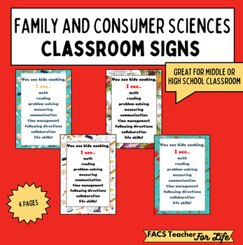 Preview of FACS Classroom Signs - FCS, Middle School or High School, NO PREP