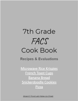 Preview of FACS Cook Book Digital Notebook - Recipe, Task Sheet, Food Lab Evaluations