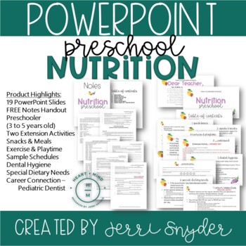 Preview of FACS, FCS Preschool Nutrition 3 to 5 years PowerPoint & Notes Child Development
