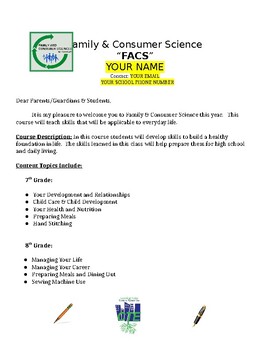 Preview of FACS Family & Consumer Science Course Outline/Syllabus
