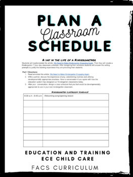 Preview of FACS Plan a classroom schedule activity 