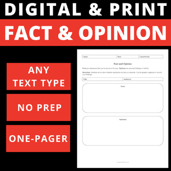 Preview of FACT AND OPINION - DIGITAL AND PRINT - ONE PAGER - GRAPHIC ORGANIZER