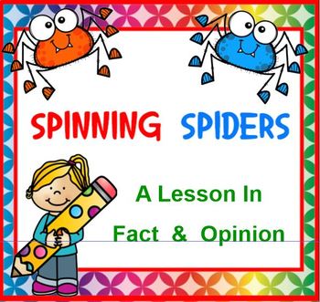 Preview of FACT AND OPINION with Spinning Spiders SMARTBOARD