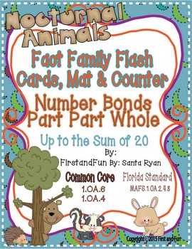 Preview of FACT FAMILY NUMBER BONDS FLASH CARDS MAT AND COUNTERS SET COMMON CORE MAFS