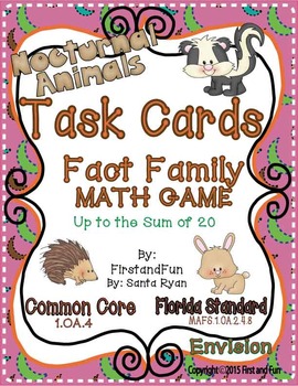 Preview of NUMBER BONDS FACT FAMILY TASK CARD MATH CENTER GAME