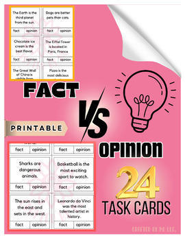 Preview of FACT VS OPINION | 24 Printable Task Cards